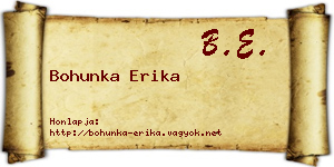 Bohunka Erika névjegykártya